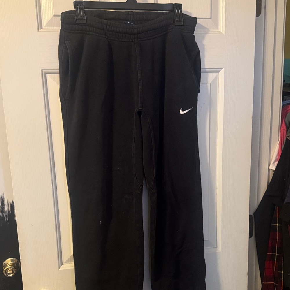 Nike Black Men's Fleece Joggers with White Swoosh